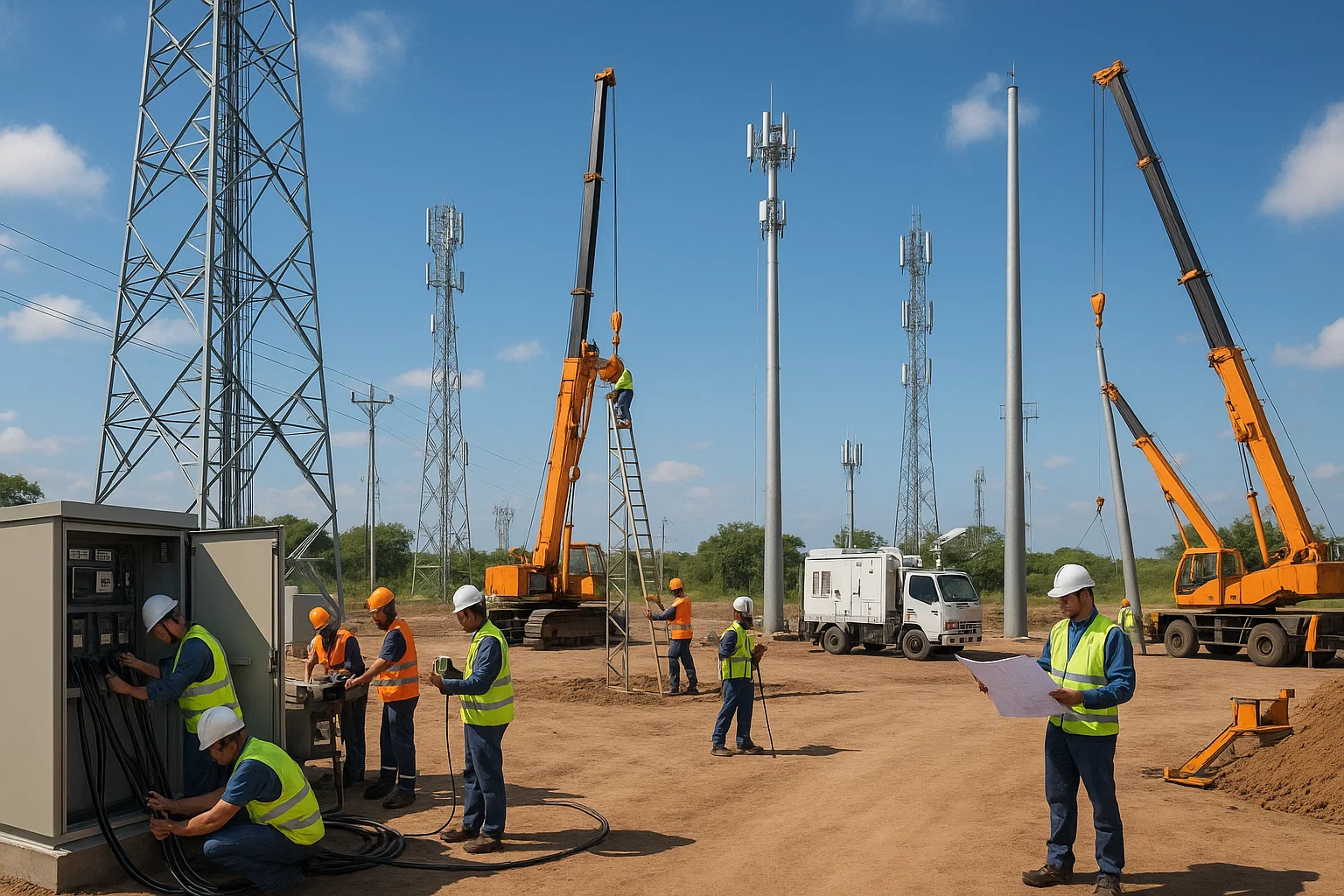 Abstract representation of new infrastructure being built with interconnected lines and points.